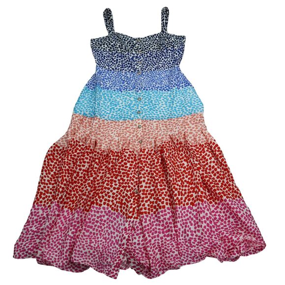 Philosophy Dresses & Skirts - Philosophy Dress Womens 10 Multicolor White A Line Geometric Tiered Midi NWT!